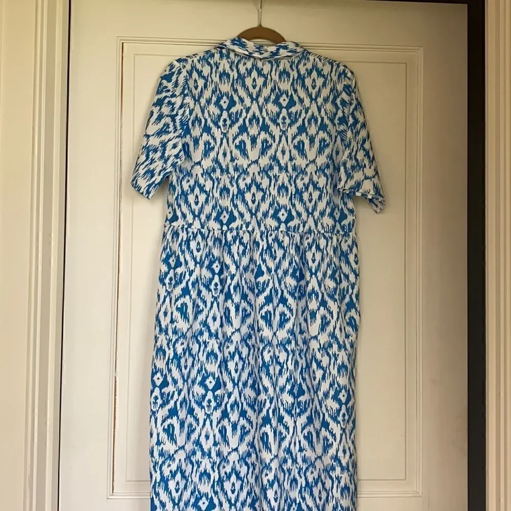 Blue And White Ikat Print Maxi